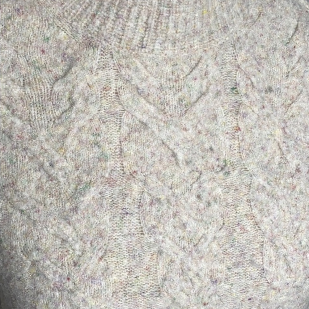 Free People Wool Linen Blend Mock Neck Cable Knit Sweater Size M - Picture 4 of 5